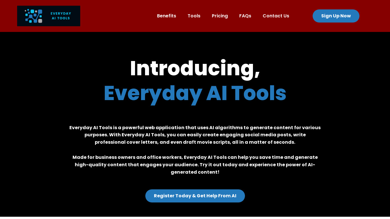 Everyday AI Tools Landing page