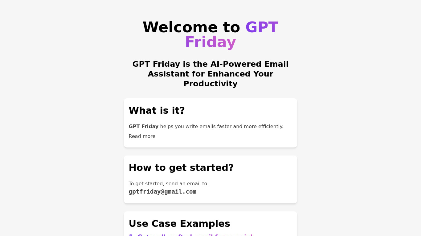 GPT Friday Landing page