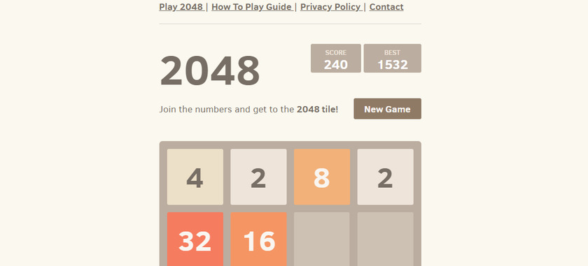 Play 2048 Landing Page
