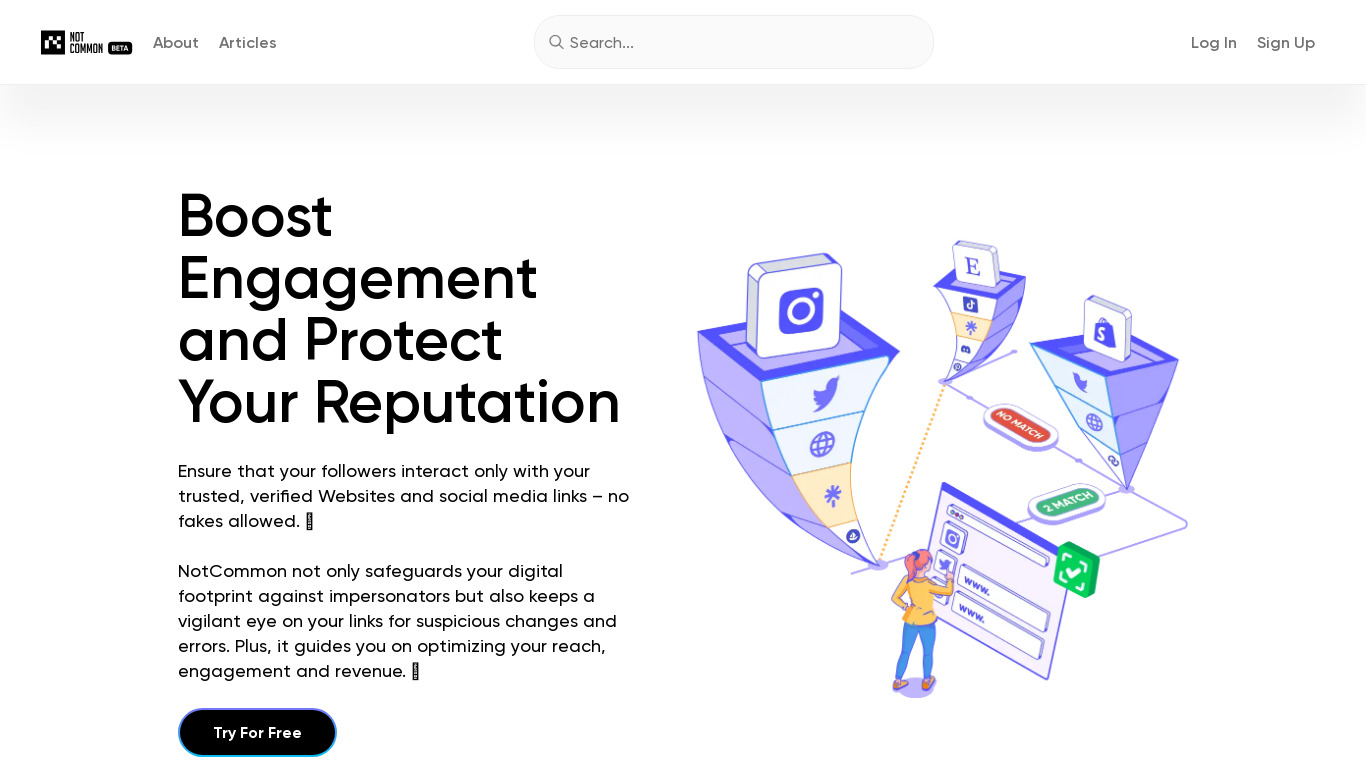 NotCommon Landing page