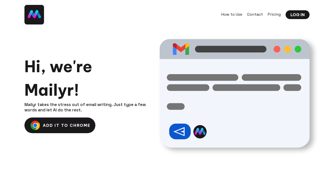 Mailyr Landing page