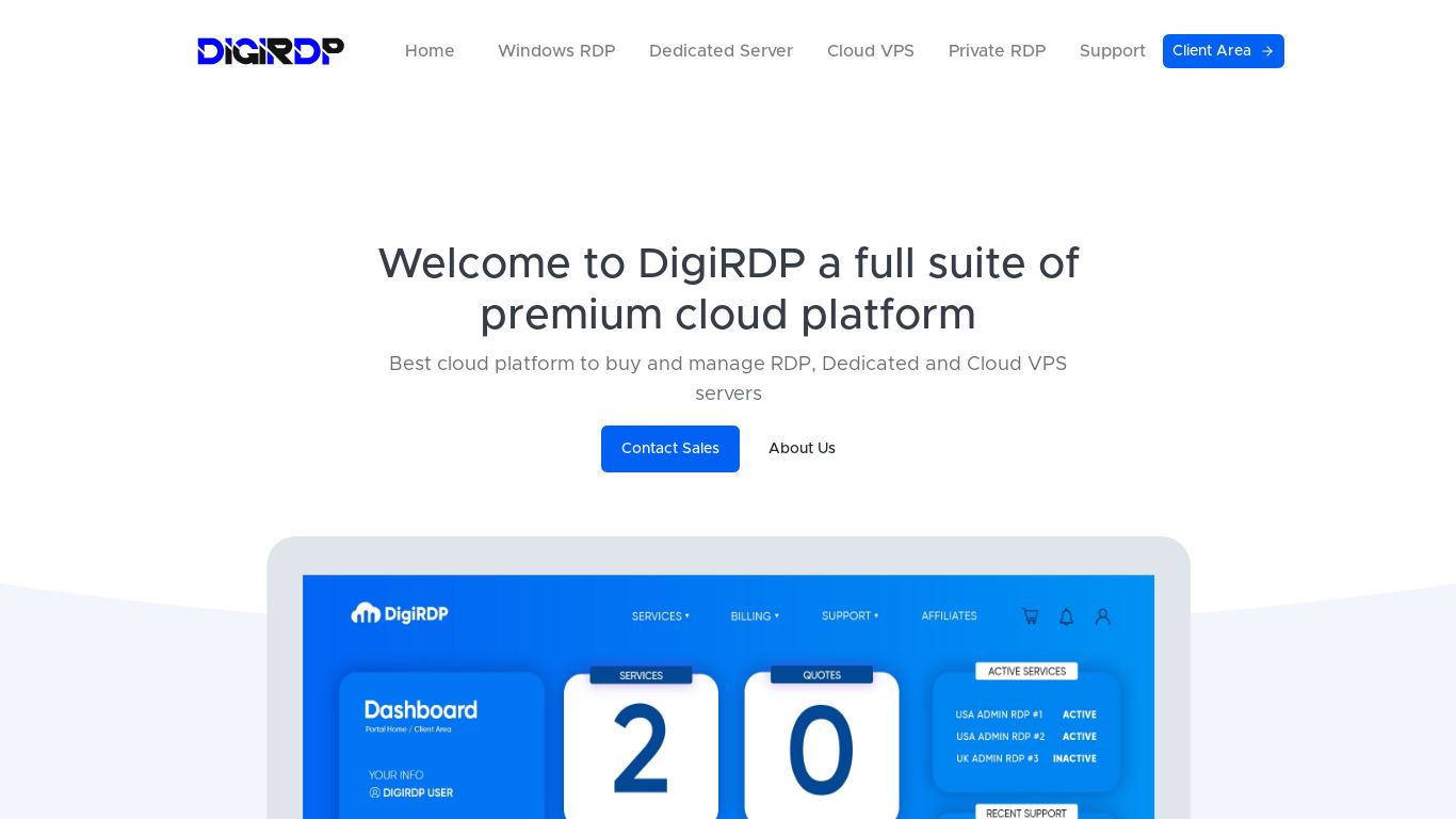 DigiRDP Landing page