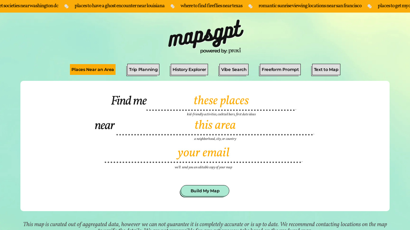 MapsGPT Landing page