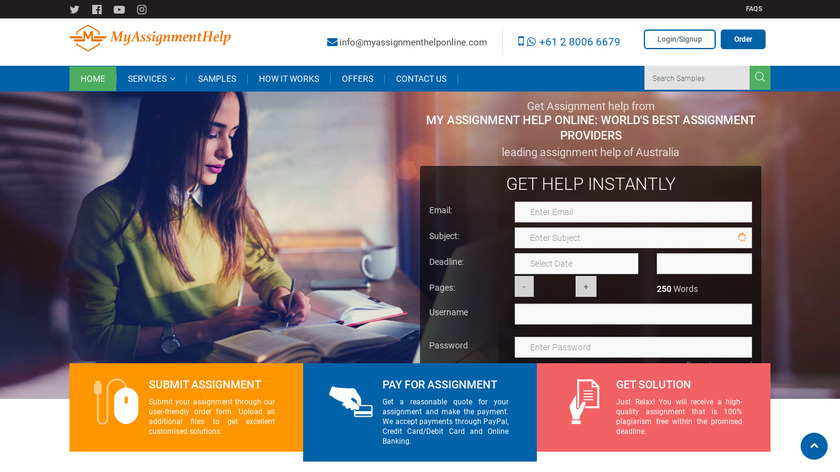 My Assignment Help Online Landing Page