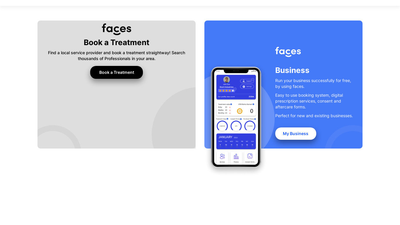Faces Consent Landing page