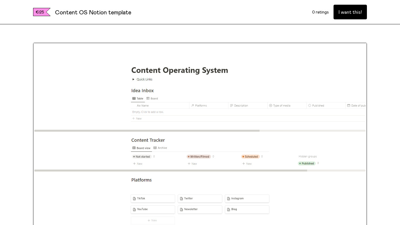 Content OS Template for Notion Landing page