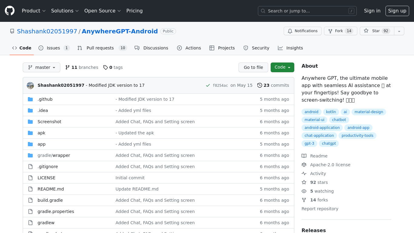 Anywhere GPT - Android App Landing page