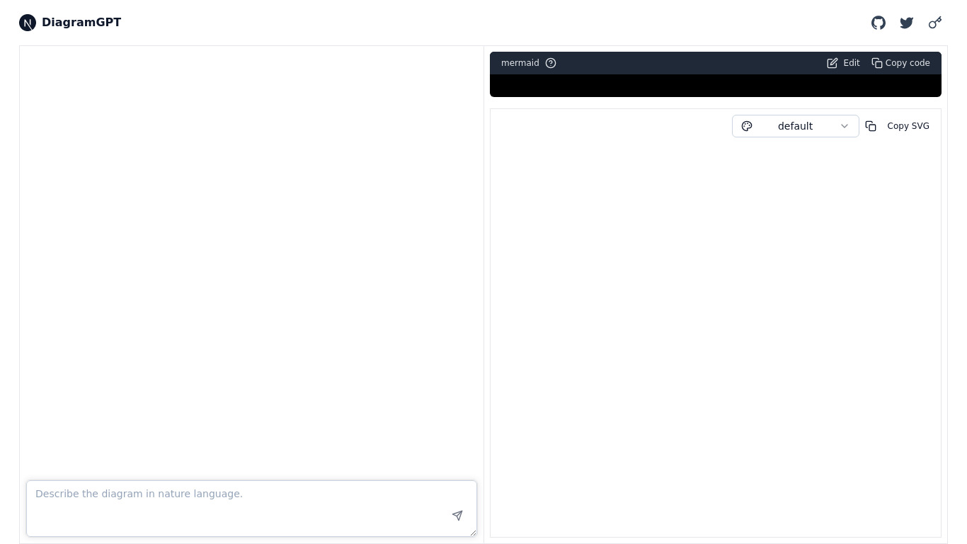 DiagramGPT Landing page