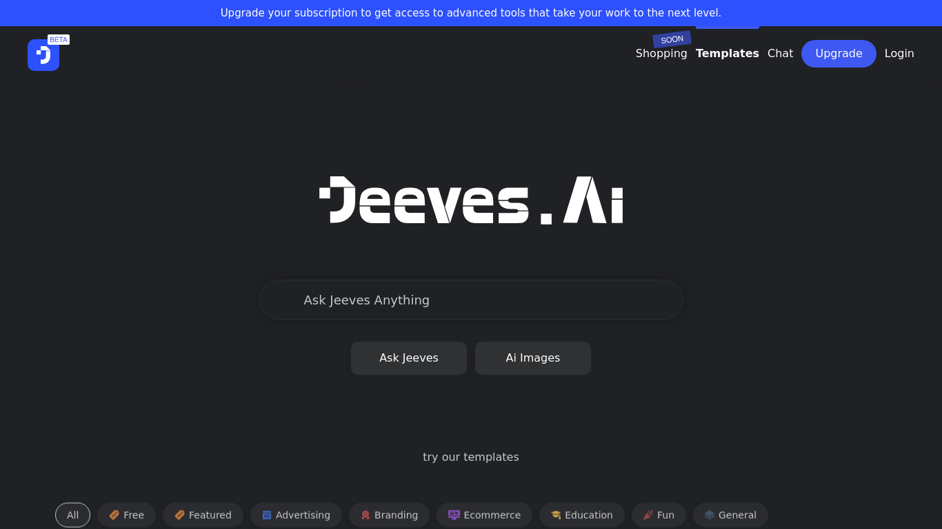 Jeeves.Ai Landing page
