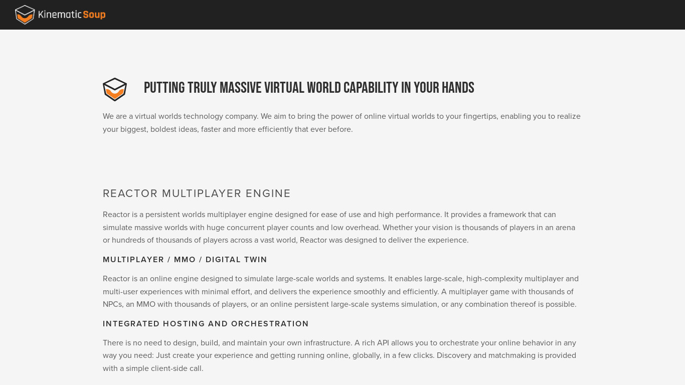 Reactor Multiplayer Engine Landing page