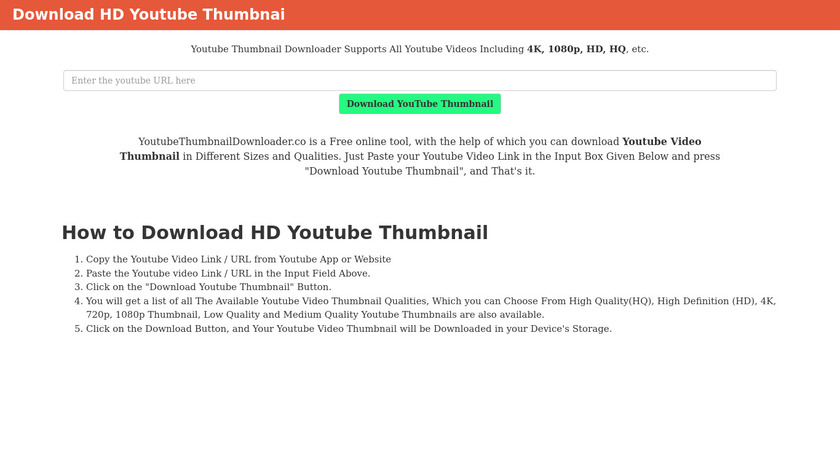 Download HD Youtube Thumbnails Landing Page