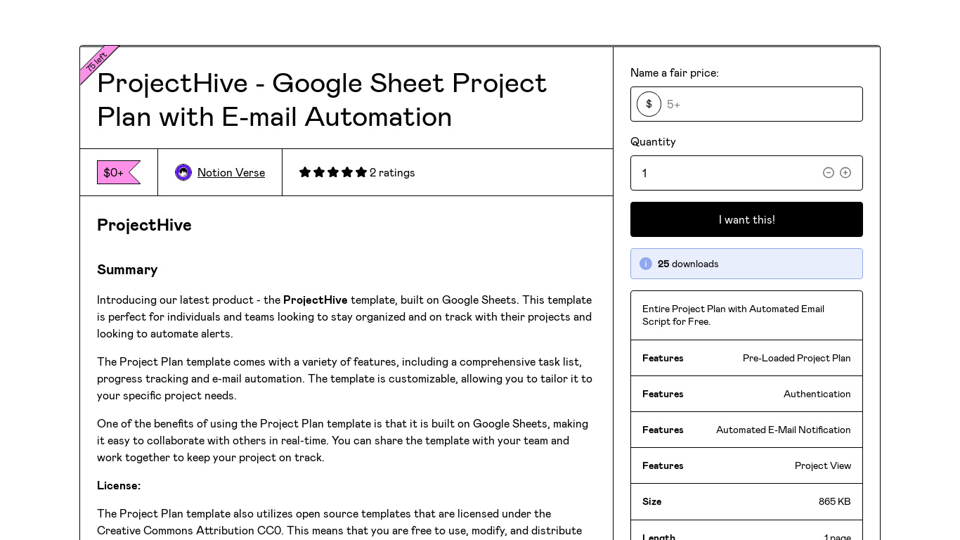 ProjectHive Landing page
