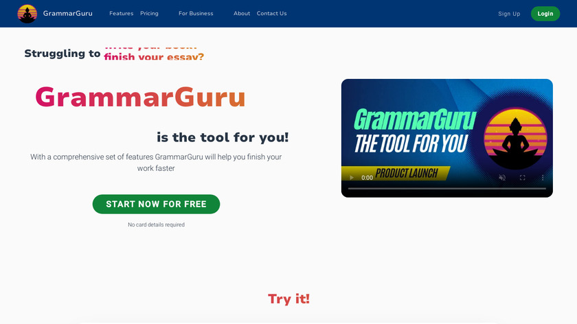 GrammarGuru Landing Page