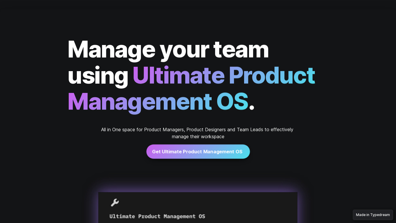 Ultimate Product Management OD Landing page