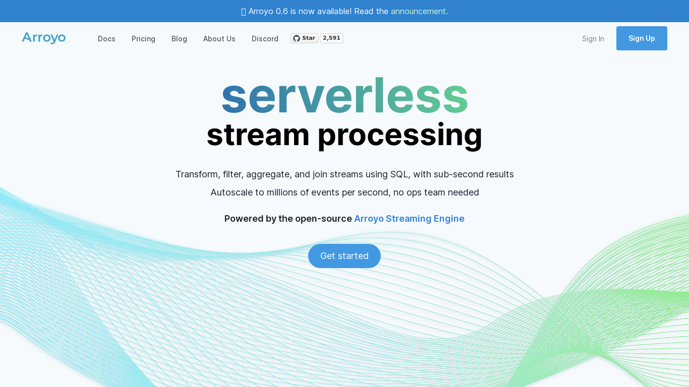 Arroyo Landing page