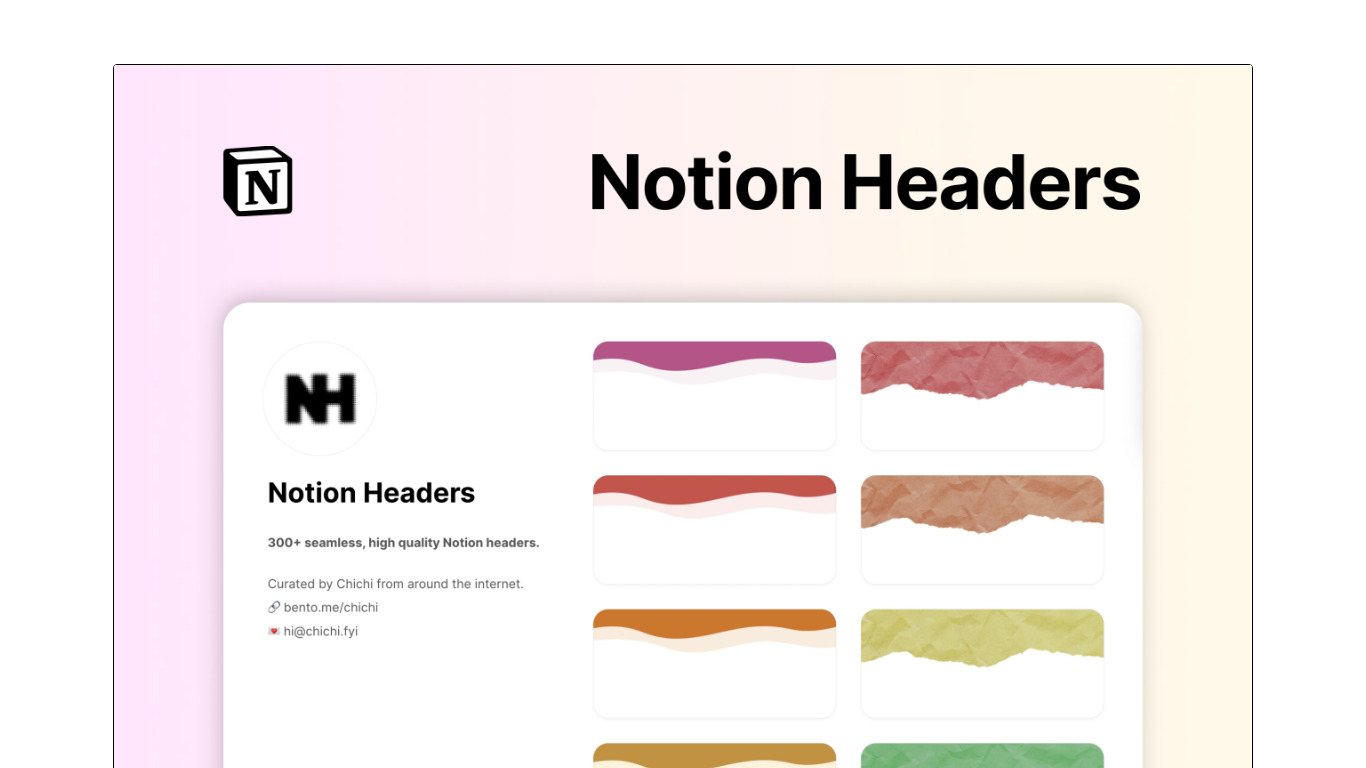 Notion Headers Landing page