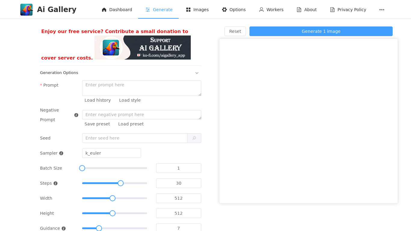 Ai Gallery App Landing page