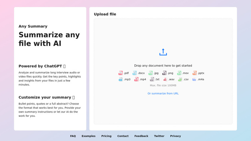 Any Summary Landing Page