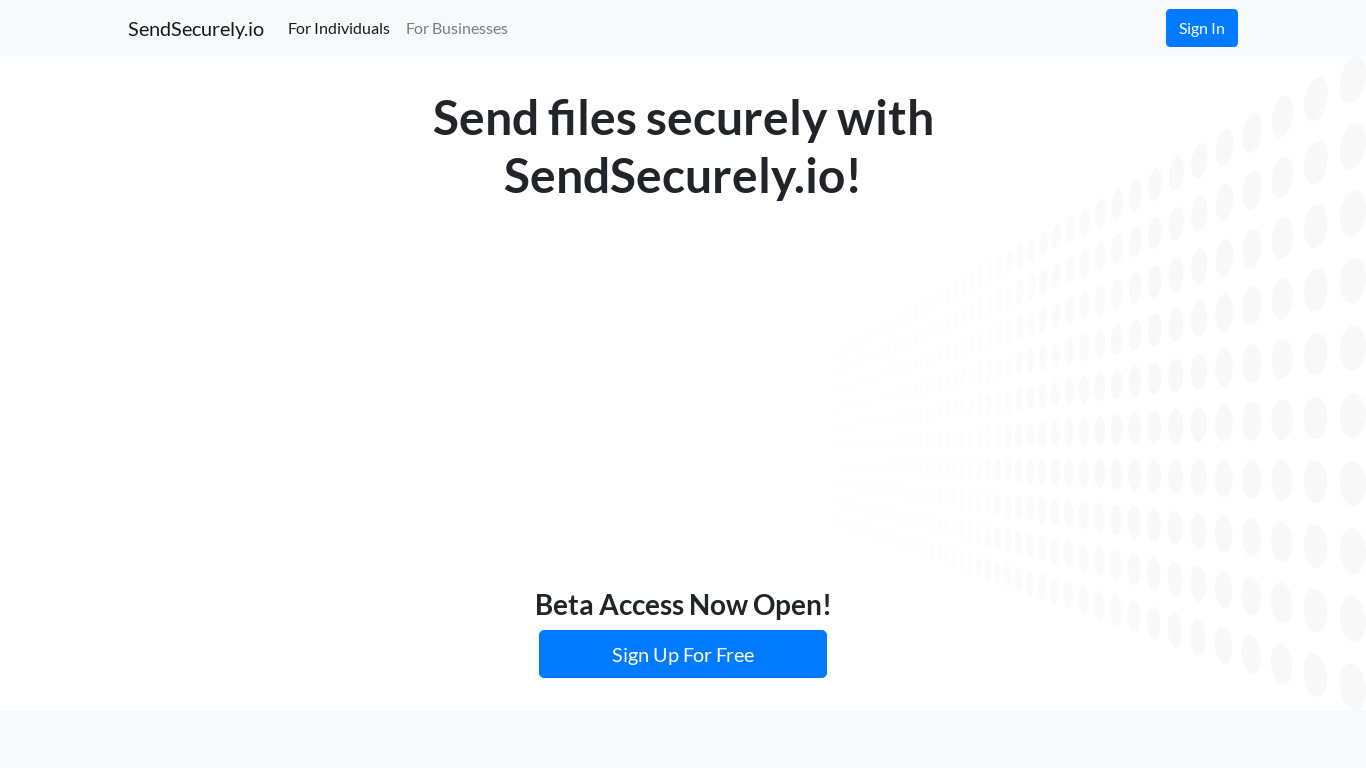 SendSecurely.io Landing page