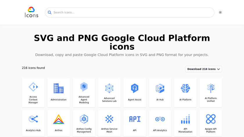 GCP icons Landing Page
