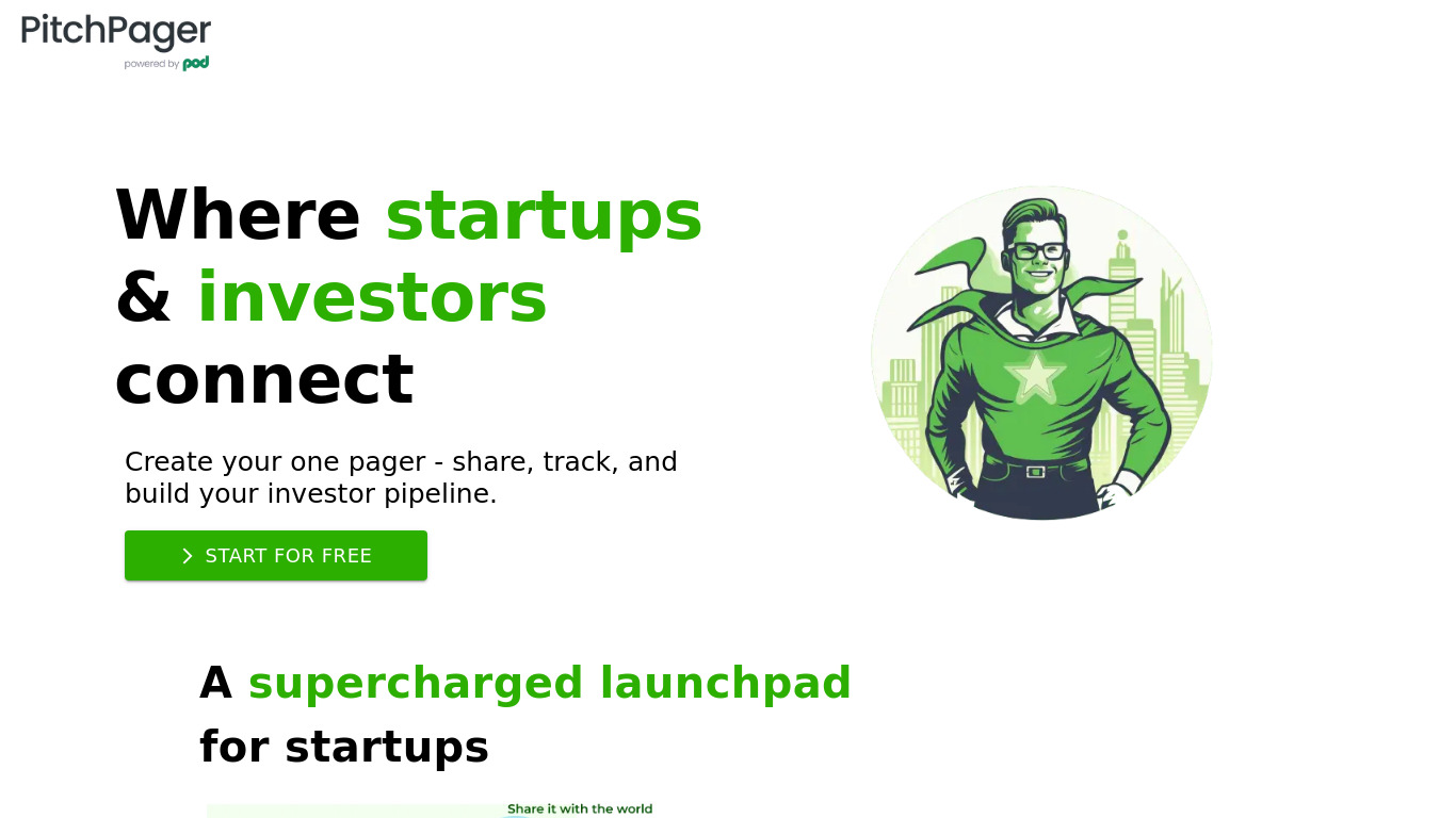 PitchPager Landing page