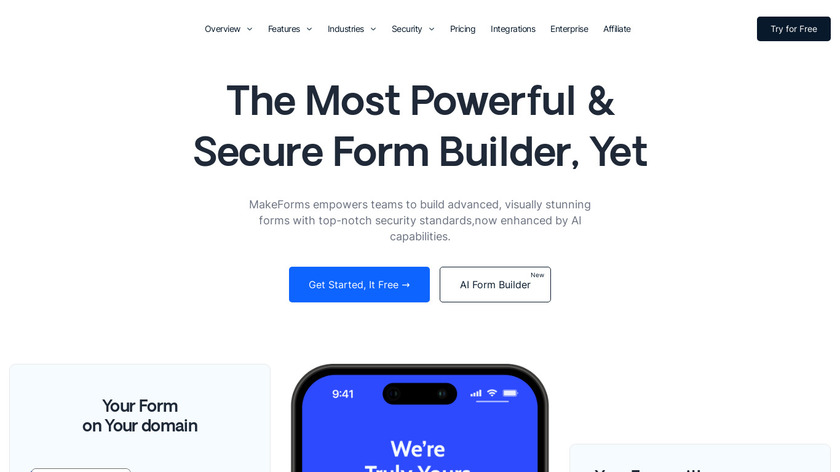AI Form Builder by MakeForms.io Landing Page