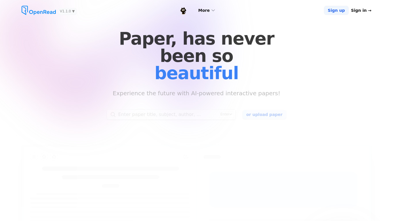 OpenRead Landing page