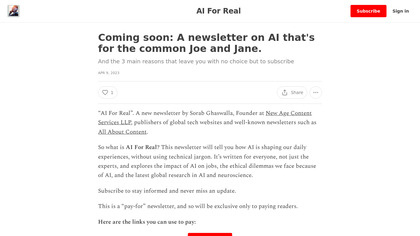 "AI For Real" newsletter image