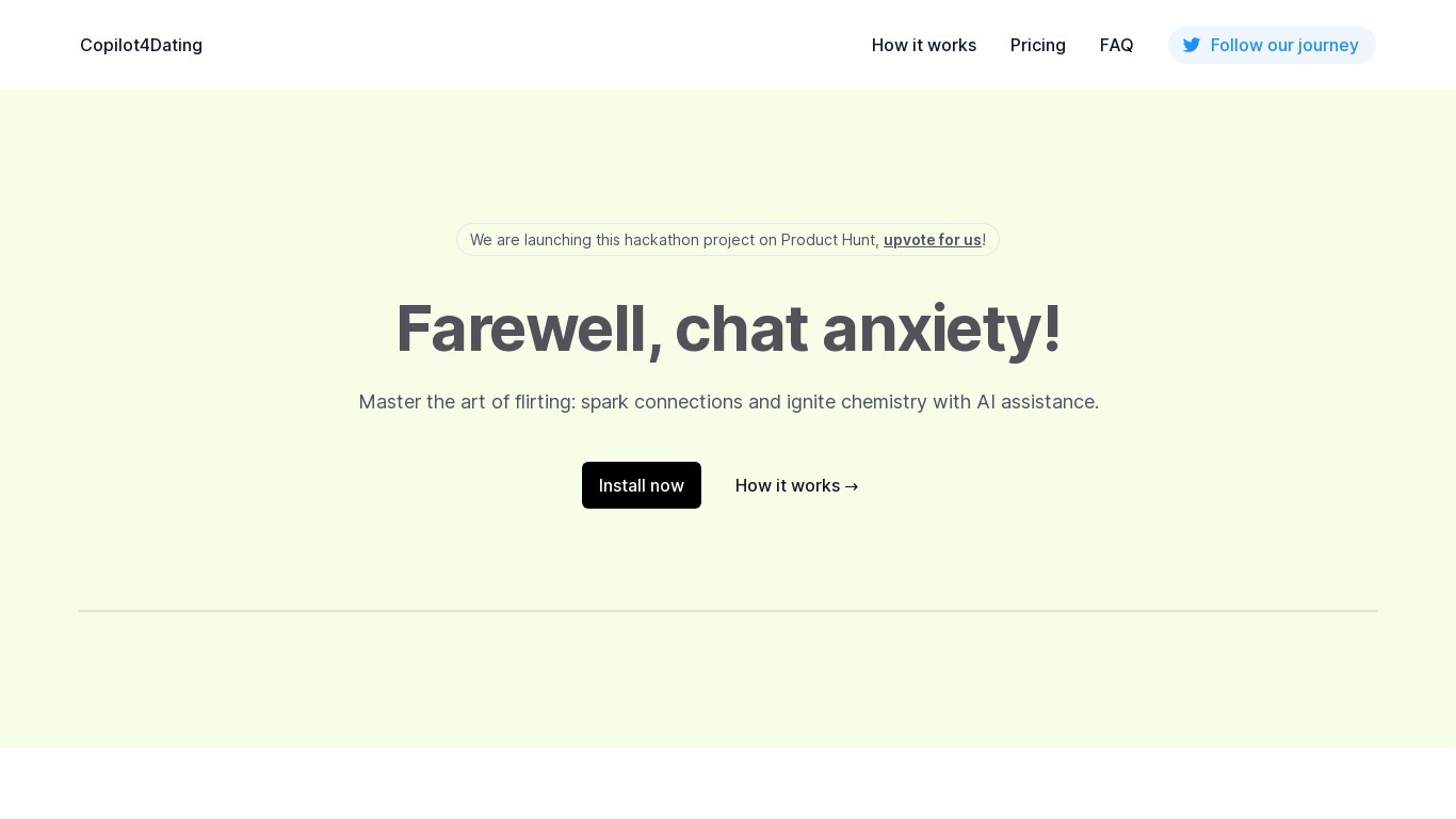 Copilot for Dating Landing page