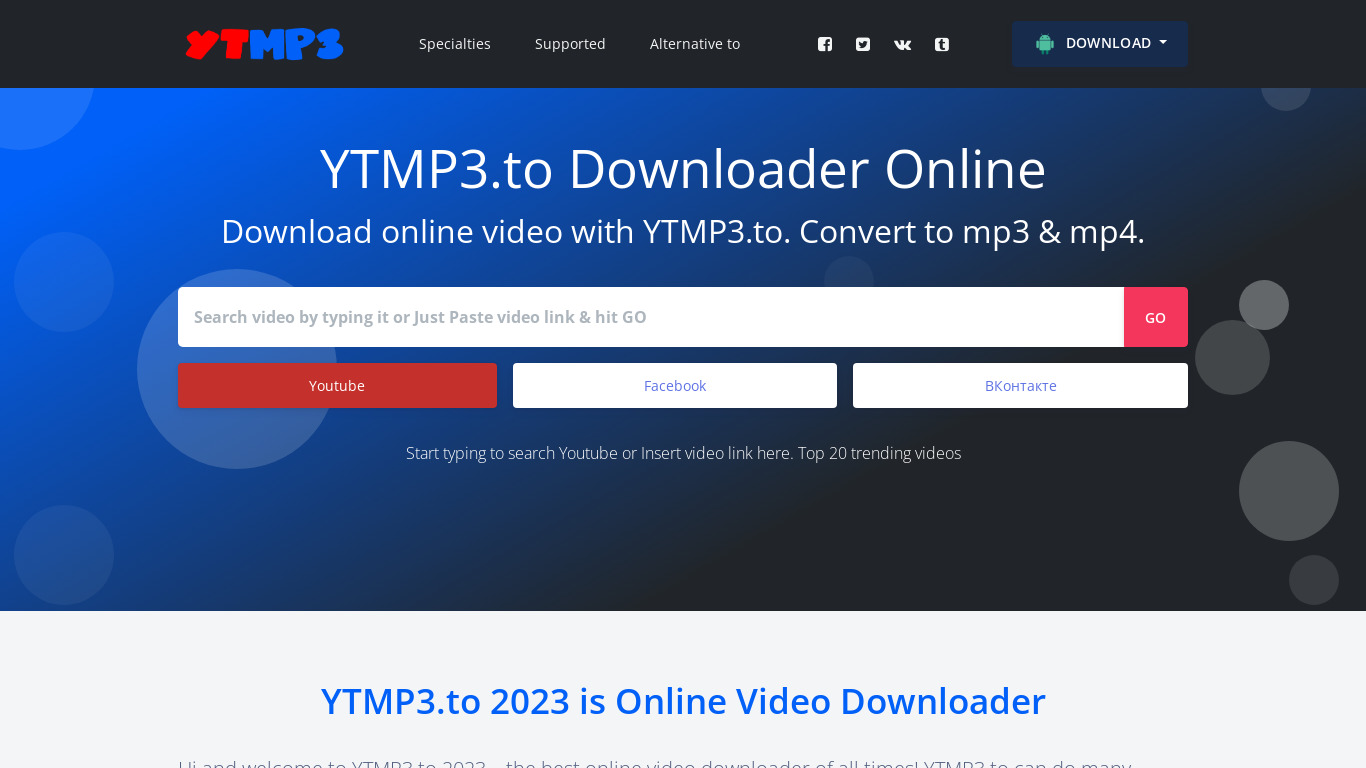 Ytmp3.email Landing page