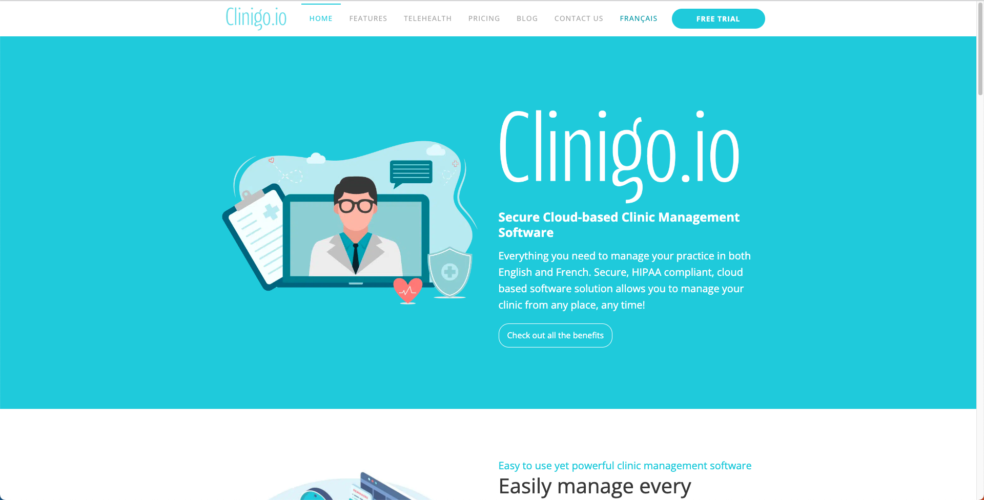 Clinigo.io Landing page