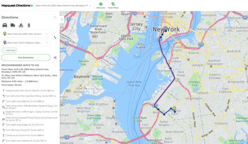 Mapquest-directions.io Landing Page