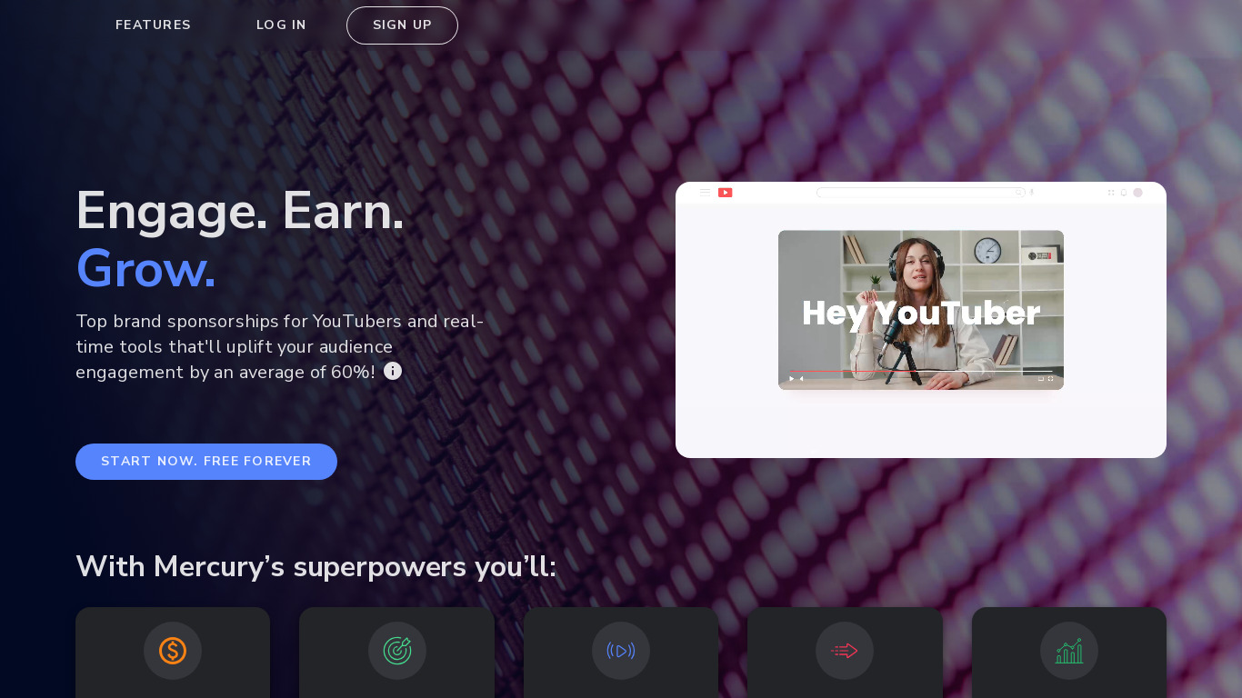 Mercury by StreamElements Landing page