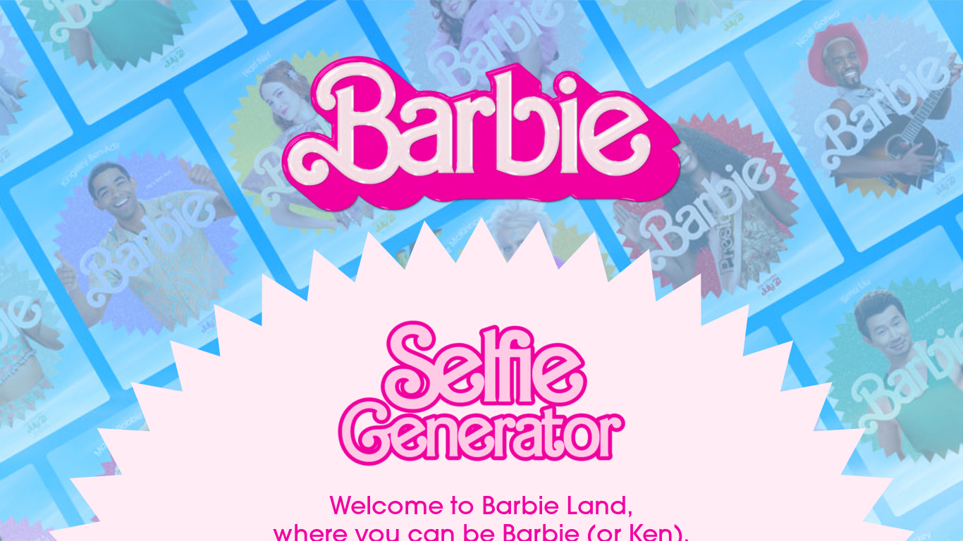 Barbie Selfie Generator Landing page