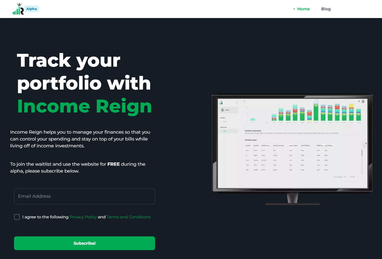 Income Reign Landing page