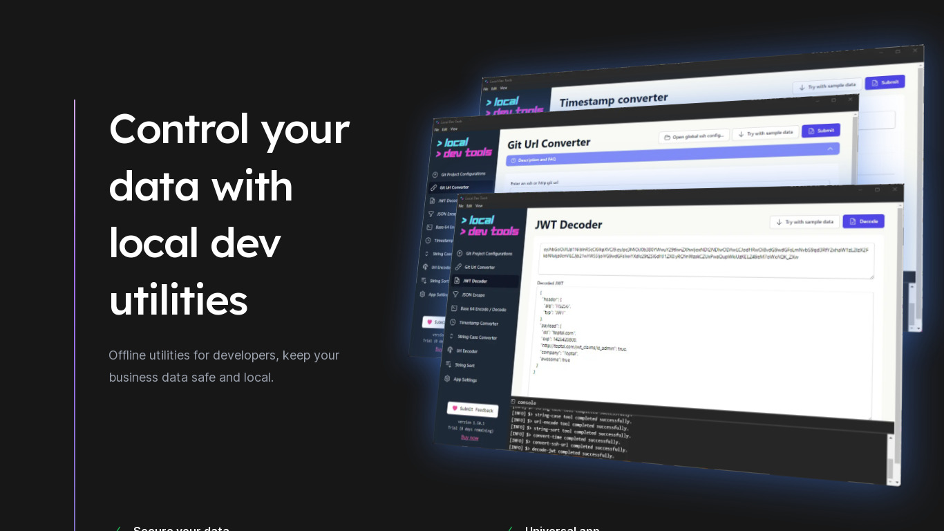 Local Dev Tools Landing page