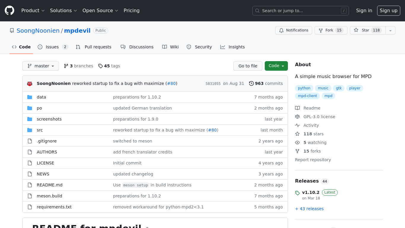 mpdevil Landing page