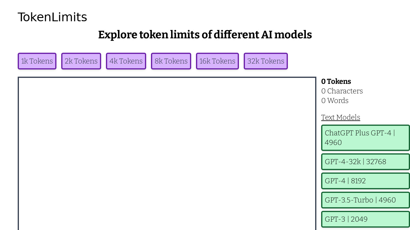 Tokenlimits Landing page