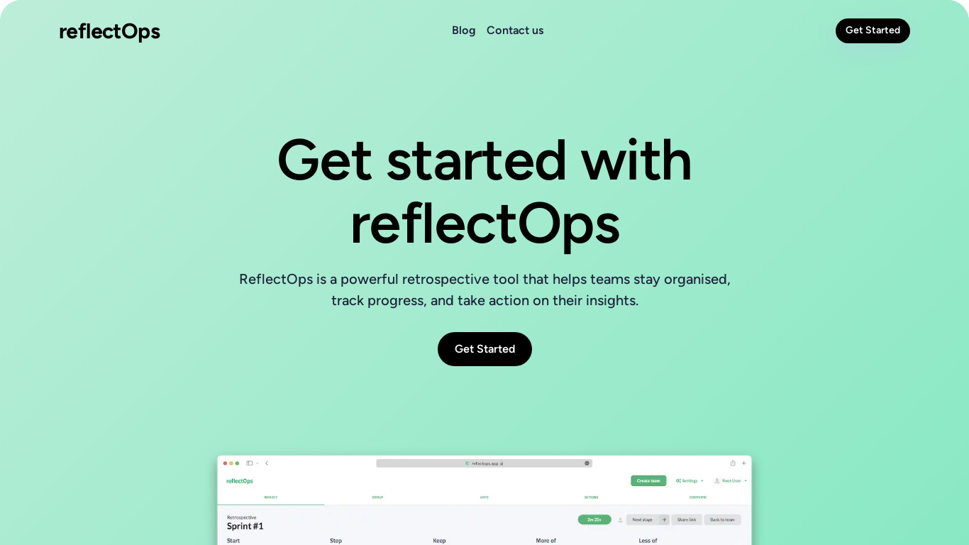 reflectOps Landing page