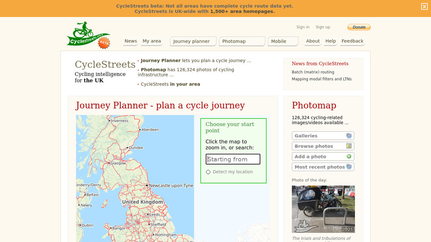CycleStreets Landing Page
