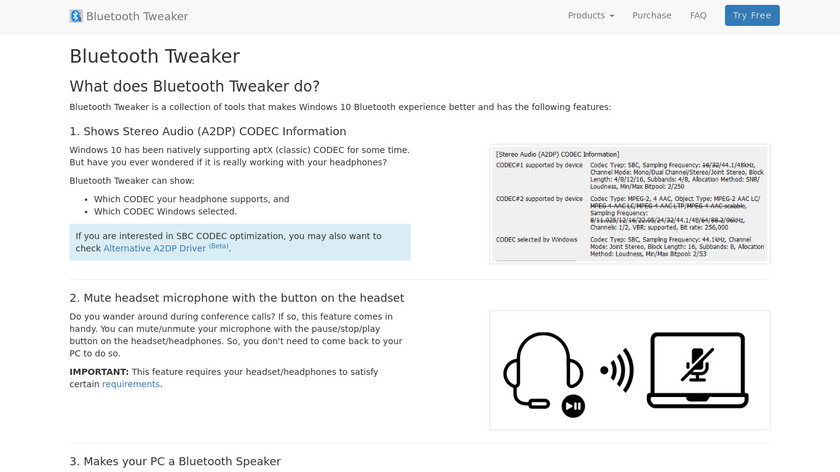 Bluetooth Tweaker Landing Page