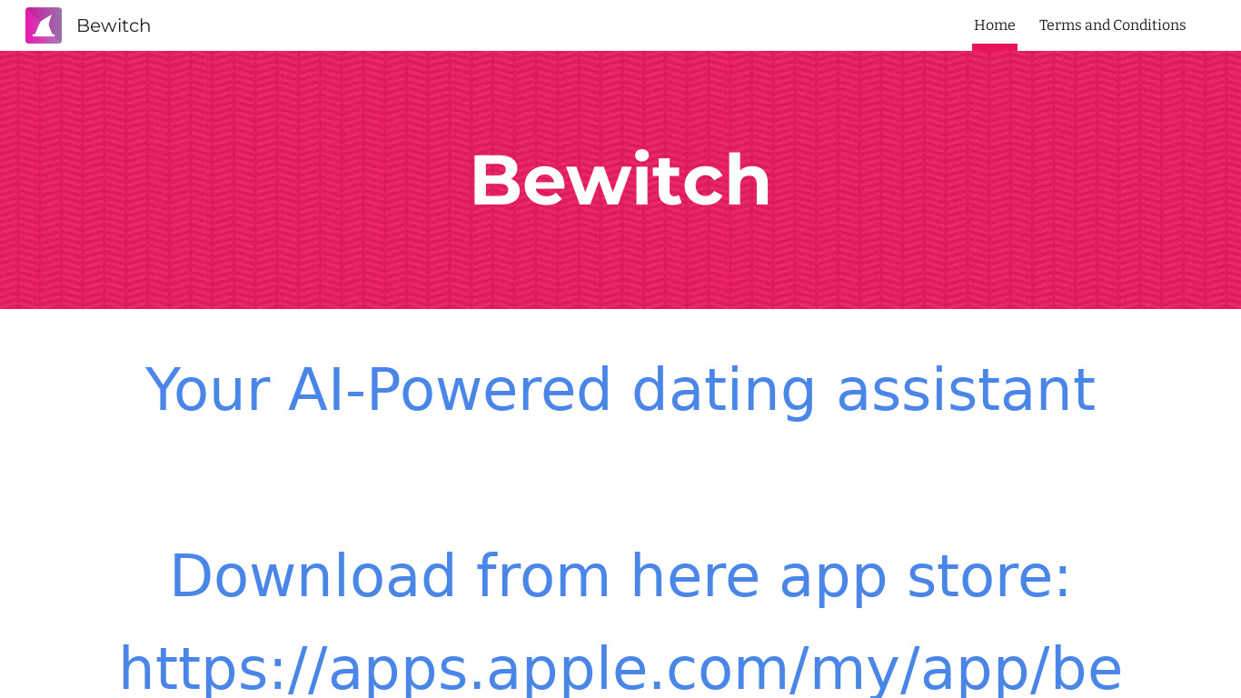 Bewitch Landing page