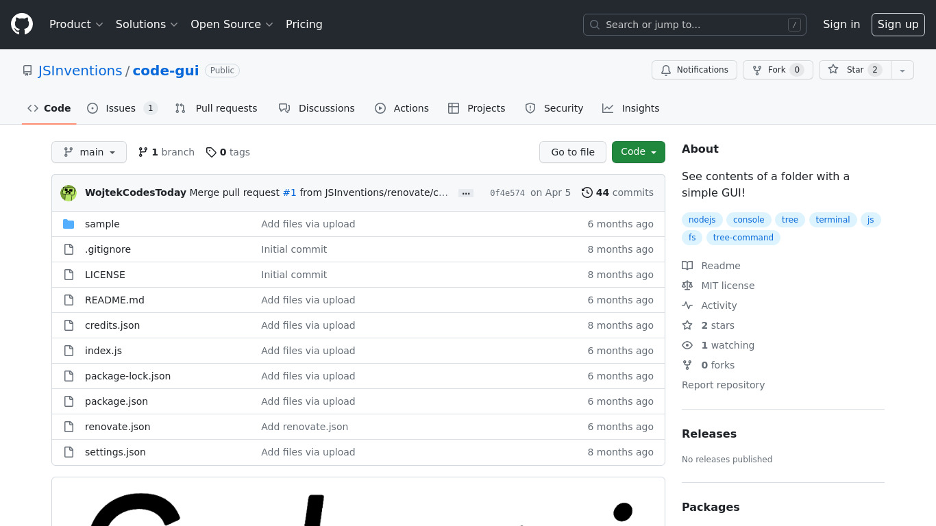 code-gui Landing page