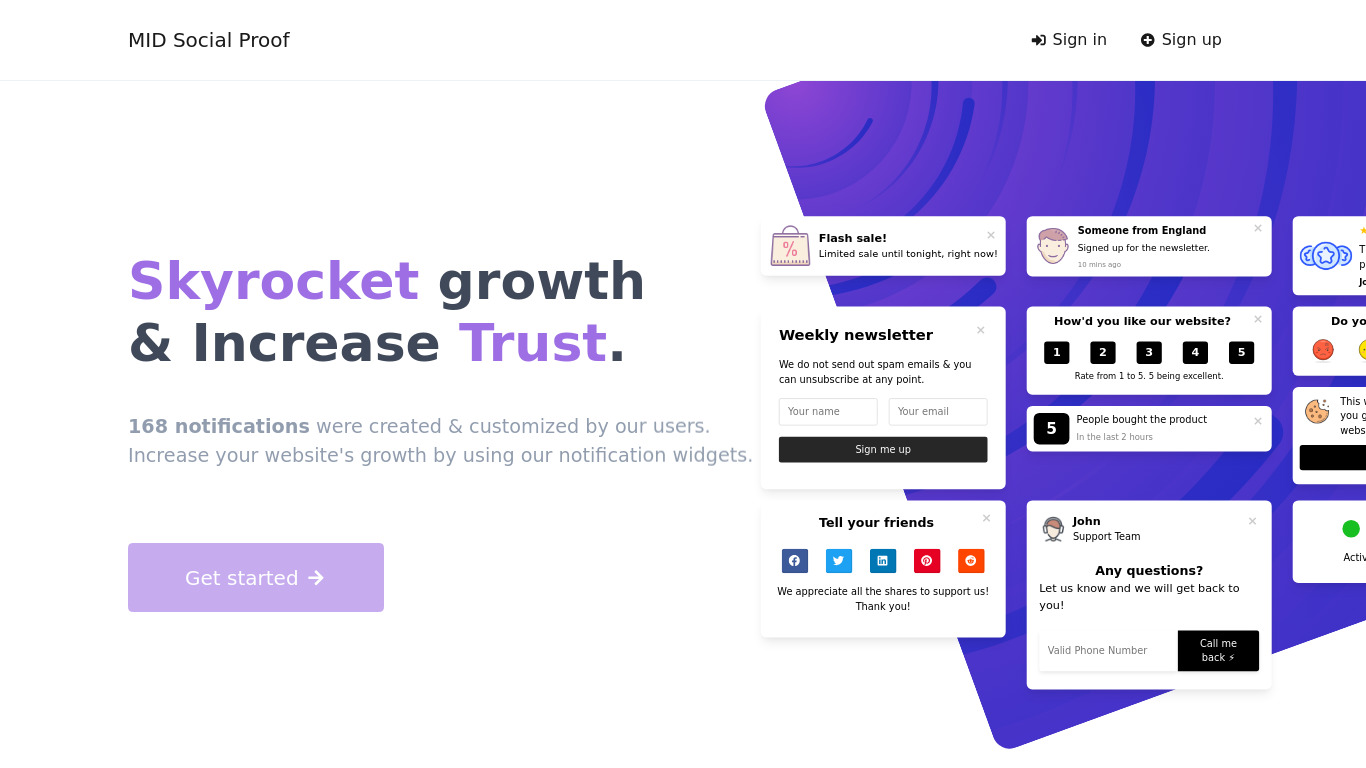 MID Social Proof Landing page
