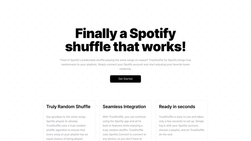 TrueShuffle for Spotify Landing Page