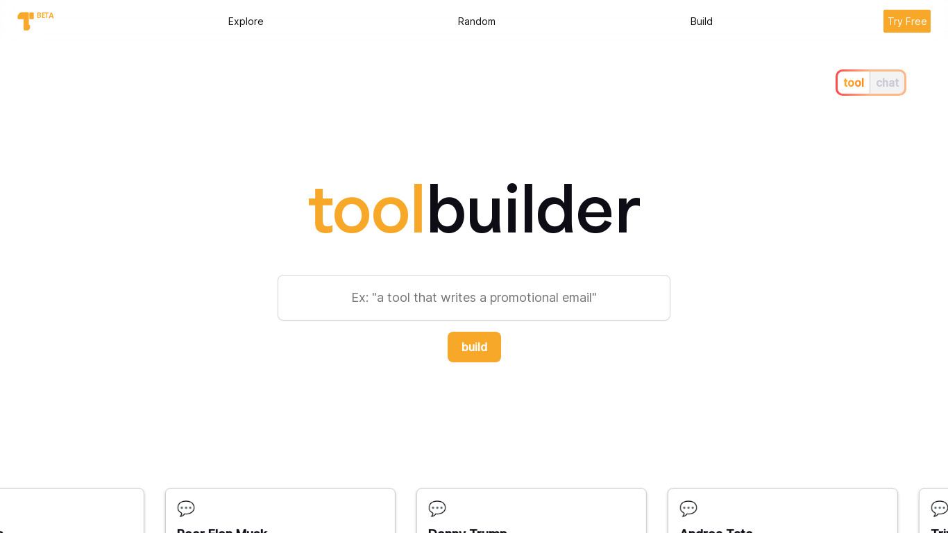ToolBuilder Landing page