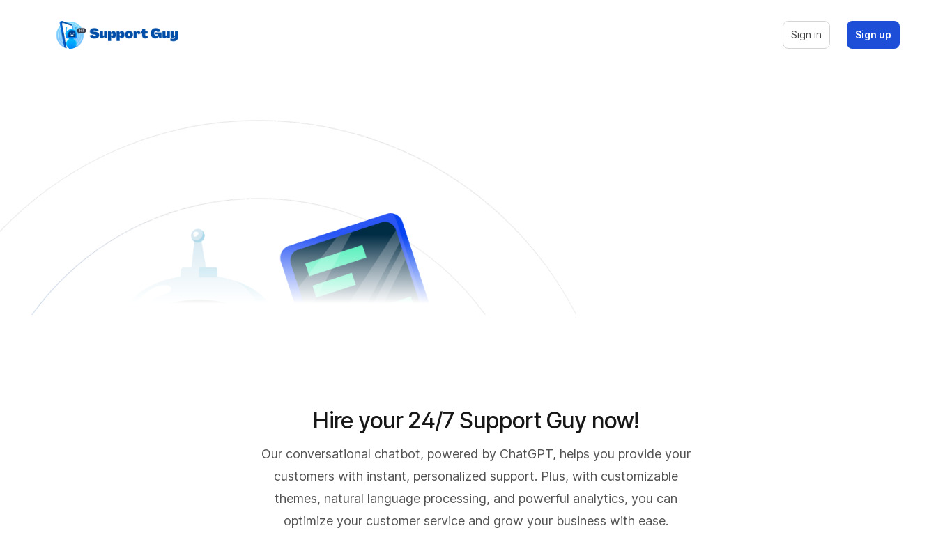 Support Guy Landing page