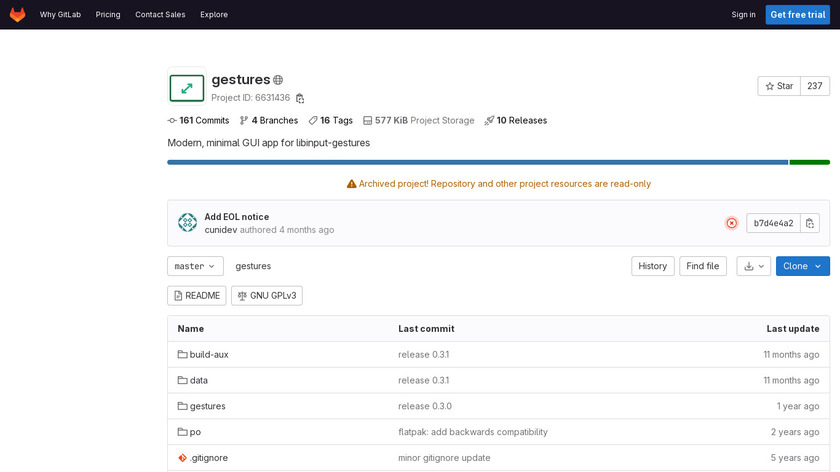 Gestures Landing Page