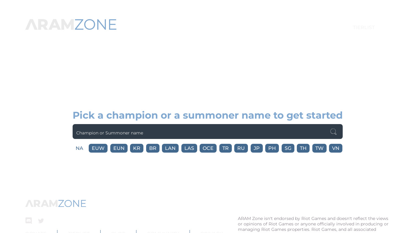 ARAM Zone Landing page