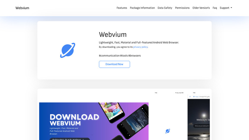 Webvium Browser Landing Page